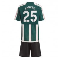 Fotballdrakt Barn Manchester United Jadon Sancho #25 Bortedraktsett 2023-24 Kortermet (+ Korte bukser)